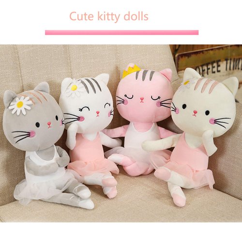 Ballerina Dolls Kitty Stuffed Animals Plush Cat Toys Ballet Dance Recital Gifts for Girls 13.5 Inches