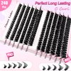 Fluffy Lash Clusters Kit 240pcs DIY Lash Extension Kit, Wispy Lash Clusters Kit Natural 60D+80D Mixed 12-16mm Eyelashes Kit C Curl with Lash Bond and Seal and Lash Applicator Tool.(60+80 Kit)
