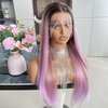 Carkira Colorful Multi Color Rainbow Wig 13x4 Pink Purple Lace Front Wigs Synthetic Cosplay Pastel Lavender Color Wigs 22Inch Long Straight Pre Plucked for Women Girls