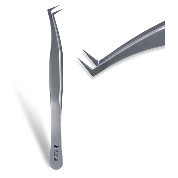 Stacy Lash STL-6 Eyelash Extension Tweezers/Precision Tool for False Lashes Application & Premade Fans/Supplies for Volume Extensions/Curved Tweezer Tip/Beauty Accessories/Eyelashes Tools