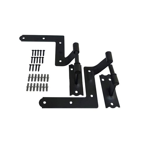 QCAA Blind Shutter Hinge for Wood Frame & Brick, Steel, 2-1/8" Offset, Powder Coated Matte Black, 4 Pack (2 Pair), Made in Taiwan