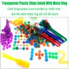 Magnetic Wands and Bingo Chips Set Magnet Wand wtih 100pcs Metal Ringed Discs for Elderly School Science STEM Kit Math Learning Chess Accessories(Pink)
