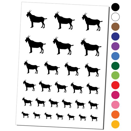 Goat Solid Temporary Tattoo Water Resistant Fake Body Art Set Collection - Dark Blue (One Sheet)