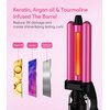 FARERY 1/2 Inch Mini Hair Crimper Iron for Beach Waves - 3 Barrel Curling Iron with Keratin & Argan Oil, Dual Voltage, Pouch Bag