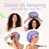 Premium Shower Cap for Women with Long Hair. Reusable, 100% Waterproof, Double-Sided, Great For Curls with Satin Silk Anti-Frizz Cloth. Black Shower Caps For Women (Standard, Black)