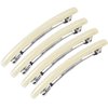 4.3" Long Shiny Curved Steel French Barrettes for Thick Hair Acrylic Hair Barrettes Chic Ponytail Hair Clips for Styling Long Hair,4pcs (White)