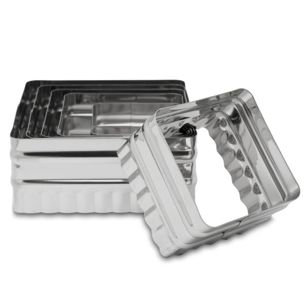 Ateco Rectangle Pastry Round Cutters in Graduated Sizes, Fluted & Plain Edges - Double Sided