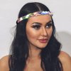 JEAIRTS Led Rhinestone Headband Crystal Headpieces Sparkly Forehead Head Chain Elastic Braided Hair Band Halloween Prom Hair Jewelry for Women and Girls (3-Colorful)