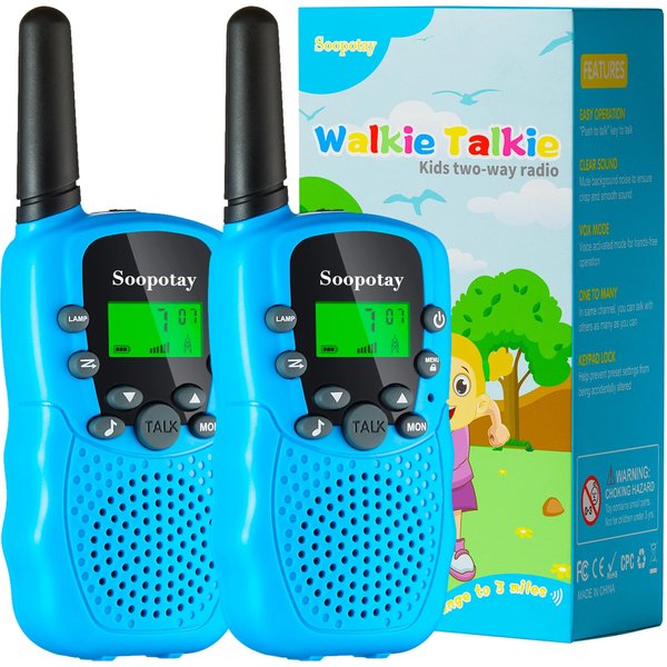 Walkie Talkie for Kids 2 Pack, Kids Walkie Talkies for Girls and Boys, Walkie Talkie Toys with 3 Miles Long Range and 22 Channels, Walky Talky Toy for 3-12 Year Old (Blue Blue, 2Pack)