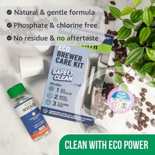 Keurig Compatible Descaling Solution Keurig Cleaner and Descaler Kit. 1 Keurig Descaling Solution, 3 Keurig Cleaning Pods and 2 Keurig Filter Replacement. 3-Month Maintenance Kit. For Keurig 1.0 & 2.0
