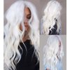 Tseses White Curly Long Wigs for Women Wavy Middle Part Natural Looking Heat Resistant Wigs Daily Use Halloween Party Hair(27.5 inch