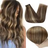 Full Shine Sew In Hair Extensions Real Human Hair Brown Highlight Blonde 20 Inch Invisible Sew In Hair Extension Real Human Hair Color 4P27 Weft Hair Extensions Long Straight Hair For Thin Hair 105G