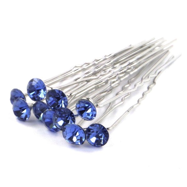 Shop Ginger Wedding Pack of 12 Crystal Rhinestones Hair Pins Bridal Accessory Bridemaid Party Flower Girl (Royal Blue)