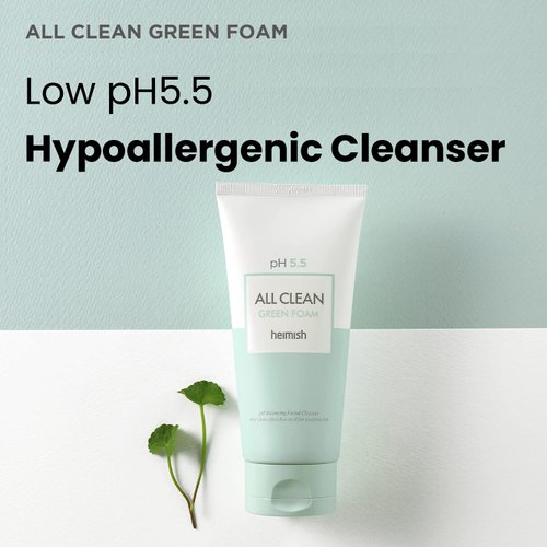 heimish All Clean Green Foam 5.3oz /150g | PH 5.5 balancing Wash & Exfoliating Facial gel Cleanser | Daily Care Cleansing Face wash, Sebum control, Acne treatment, Wash for Deep pore cleansing