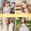 4Pcs White Hair Bows for Women, Small White Lace Bows Ribbon Hair Clip, Cute Lace Bow Alligator Clips, Bowknot Hairpin Barrettes for Bridal Flower Girls Communion Baptism Wedding Hair Accessories