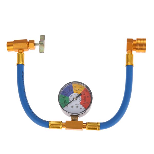 Aupoko R134A AC Refrigerant Charge Hose Kit, 1/2’’ Self-Sealing Valve Can, and Recharge Hose with Pressure Gauge, Fits for Car AC Air Conditioning Refrigerant