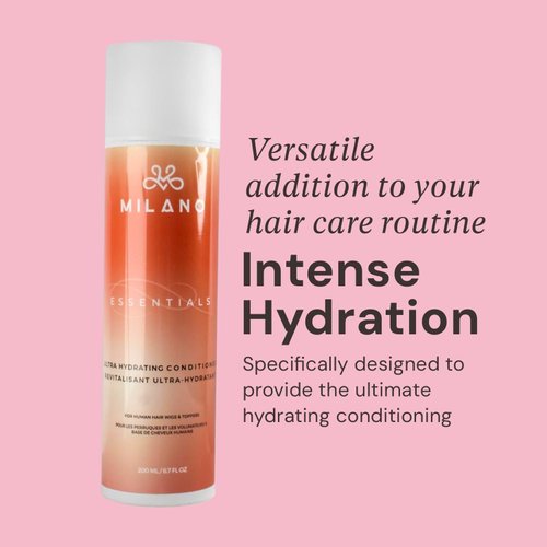 MILANO COLLECTION Essentials Ultra Hydrating Conditioner for Wigs, Hair Pieces, and Hair Extensions, Wig Conditioner for Human Hair Wigs and Toppers, Softens & Adds Manageability, Wig Care Products