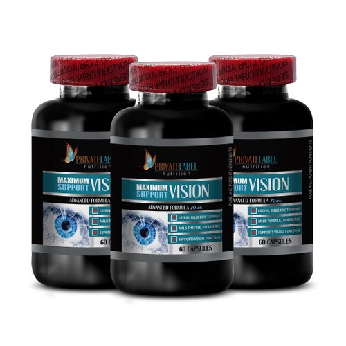 grape seed extract organic - ADVANCED VISION FORMULA - taurine amino acid, Improves Vision, Lutein And Zeaxanthin, organic eye supplements for adults over 50, milk thistle organic - 3 Bottles 180Caps