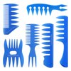 Tbestmax 6 Pcs Hair Comb Styling Set Tail Combs Afro Pick Pik Brushes African American Hair Brush Barber Blue