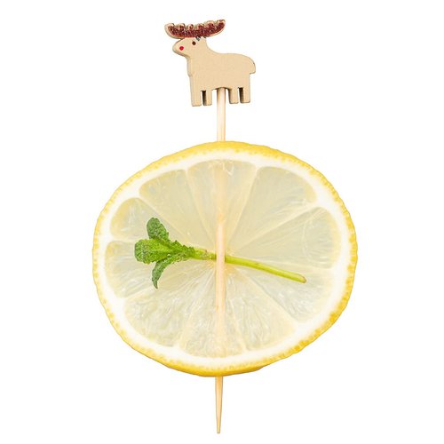 Restaurantware 3.5 Inch Food Picks 1000 Sturdy Decorative Picks - Reindeer Design Sharp Point Natural Bamboo Mini Skewers Disposable Rudolph Picks For Appetizers Desserts or Cocktails