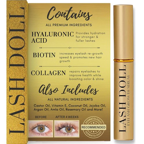 Eyelash Growth Serum Lash Serum For Eyelash Growth Made With Natural Ingredients & Hyaluronic Acid, Biotin, Collagen | Lash Growth Serum & Eyebrow Growth Serum by PeachyandMore
