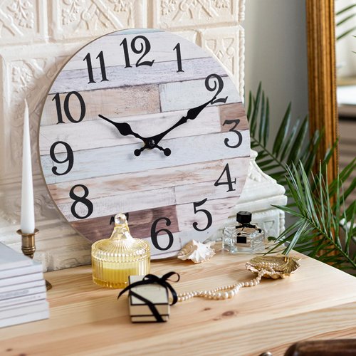 KECYET Wall Clock - 10 Inch Silent Non-Ticking Wall Clocks Battery Operated Coastal Country Style Decorative for Living Room, Kitchen, Home,Bathroom, Bedroom, Laundry Room