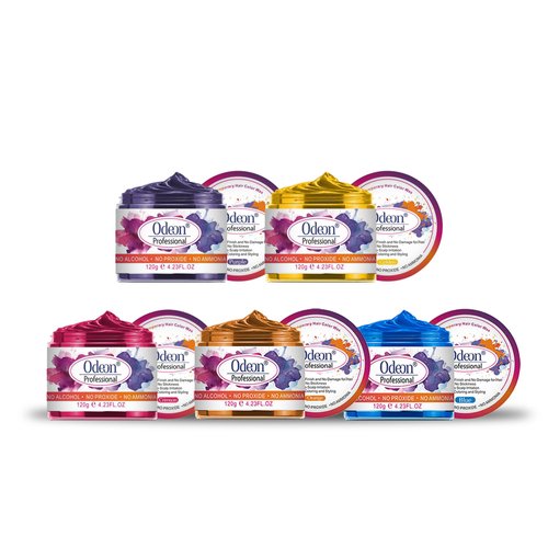 Odeon Hair Color Wax Purple, Golden, Crimson, Orange and Blue color Wax Temporary Hair Color Wax For Hair Dye Pack of 5 (4.23oz Each)