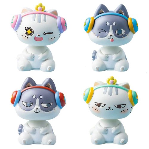 4 PCS Cat Bobbleheads Figures,Car Dashboard Decorations,Cartoon Bobblehead Toy,Office Accessories, Cab Accessories,Interior Decoration, Best Gift(4 PCS)