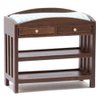 Classics by Handley Dollhouse Miniature Slatted Changing Table with Mattress (Walnut Changing Table with Blue Mattress)