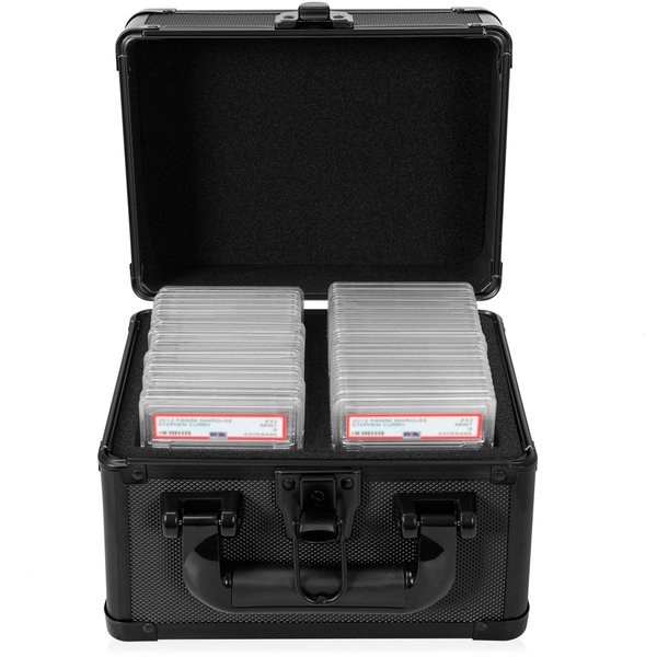OUUTMEE Graded Card Case - Aluminum Alloy Graded Card Storage Box Compatible with 40 Card Slabs - the Sports Trading Card Case Fits PSA, CSG, BGS and Top Loaders