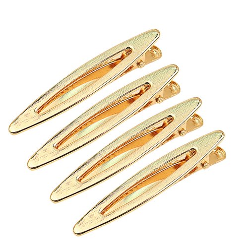 4 Pcs 2.3 Inch Brushed Cut-out Metal Spike Alligator Duck Bill Hair Clips Bright Duckbill Hair Barrettes Chic Hair Clips for Styling Short Hair (Gold)