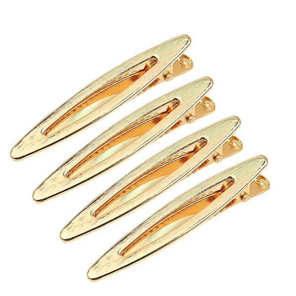 4 Pcs 2.3 Inch Brushed Cut-out Metal Spike Alligator Duck Bill Hair Clips Bright Duckbill Hair Barrettes Chic Hair Clips for Styling Short Hair (Gold)
