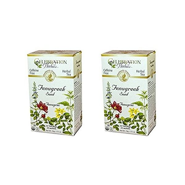 Celebration Herbals - Organic Caffeine Free Fenugreek Seed Herbal Tea - 48 Tea Bags (2 packs of 24)