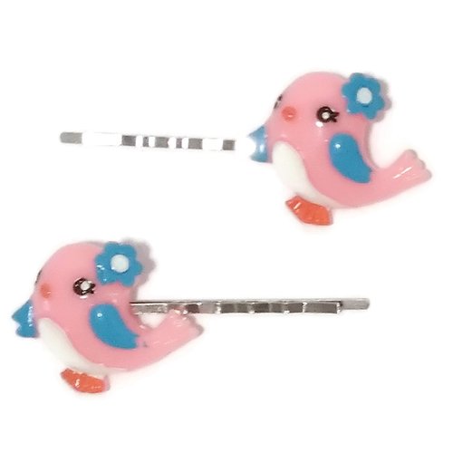 SPRING BIRD Animal Bobby PIn Hair Clip Accessory - Set of 2 Handmade