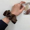 Hair Scrunchies Silk Hair Ties for Women Black Silk Scrunchies for Hair Brown Elastic Hair Scarf Scrunchie for Thick Hair Solid Color Ponytail Holder Satin Hair Scrunchies Satin Hair Scarf 2Pcs