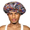 Melanin Crown Silk Hair Wrap for Sleeping – Premium Satin Hair Bonnet for Sleeping – Double Layer Sleeping Bonnet for Curly Hair Protects Against Breakage – Satin Bonnets for Black Women Black