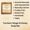 Turmeric Ginger and Honey Soap Bar, Helps Brighten/Fade Dark Marks, Natural and Handmade, for Body and Face, Help Reduce Acne,
