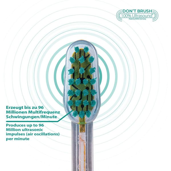 Emmi-dent Platinum 4-Pin Regular Bristle-Head Attachments - Electric Toothbrush Replacement Heads. Cleans with Ultrasound Waves. (Regular 4 Pack)