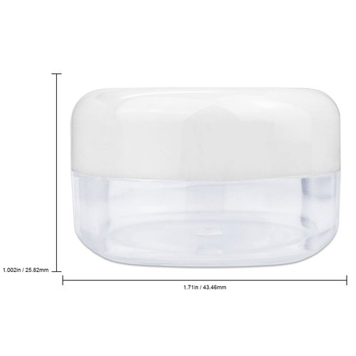 Beauticom 15 gram/15ml Empty Clear Small Round Travel Container Jars with Lids for Make Up Powders, Eyeshadow Pigments, Lotions, Creams, Lip Balm, Lip Gloss, Samples (48 Pieces, White Lid)
