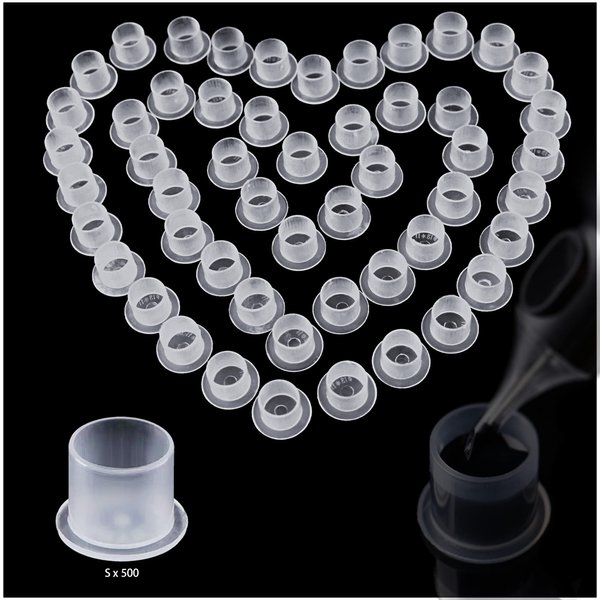 Yuronam 500PCS Small Tatoo Ink Caps with Base Plastic Pigment Cups for Tatoo Ink Tatoo Accessory Tatoo Supplies (500 pcs with Base)