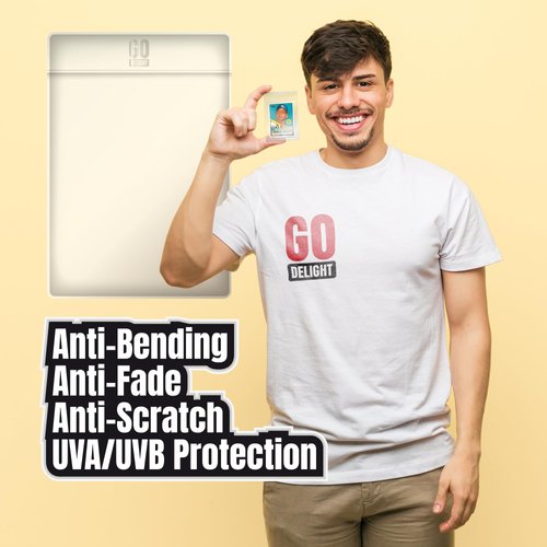 Semi Rigid Card Holders – 100 Card Holders for Trading Cards and 100 Penny Sleeves - 200 Bundle – Baseball Card Sleeves - Baseball Card Protectors - 3-5/16" x 4-7/8" Including 1/2" Lip