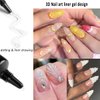 Fcozpjk 3D Sculpting Gel for Nail Art, 2PCS 10g Clear 3D Nail Art Gel Liner Nail Polish Carving Modeling Gel for Nail Design, 5D Embossed Gel Candy Gel with Gold Silver Chrome Nail Powder Kit