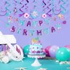 SUNBEAUTY Mermaid Happy Birthday Banner Little Mermaid Theme Birthday Decorations for Girls Ocean Theme Party Supplies for Baby Shower | Pre-Strung