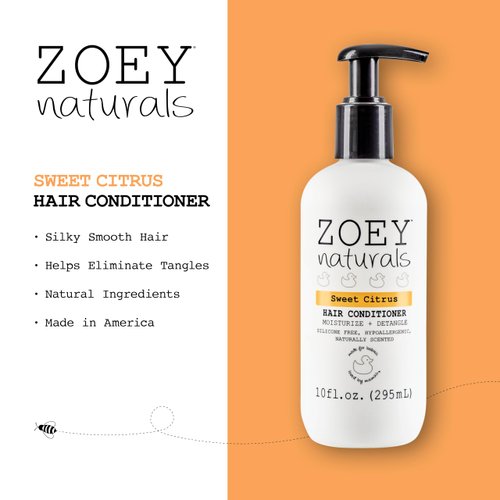 Absolutely Natural Zoey Naturals - Sweet Citrus Hair Conditioner for Kids, Tear-Free, Hypoallergenic, Paraben-Free, Cruelty Free, Made in USA