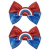 2pcs 4th of July Independence Day Hair Bows 4" Glitter Rainbow Hair Clips Patriotic Alligator Barrettes Pins for Toddler Teens Girls Kids Back School Outfits Decor Accessories Gift