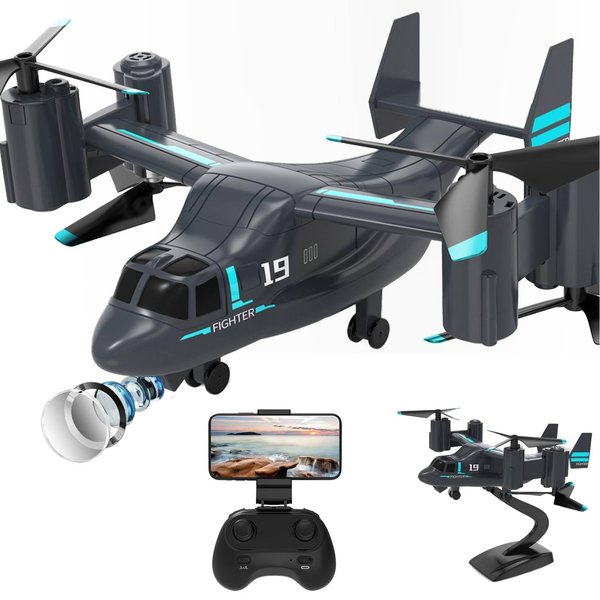 Helicopter Remote Control, LM19 Ospery Military RC Helicopter with Live Camera for Military Fans, Flying and Land Gliding Mode, One Key take Off/Landing, Remote Control Helicopter for Boys 12-15