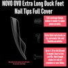 NOVO OVO 120 pcs Extra Long Duck Nail Tips Full Cover for Acrylic, Clear XL XXL Flare Feet Nails Press On, Y2K Vibe Wide French Soft Gel False Nail Extension for Art Salon x 12 Sizes in Box