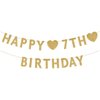 Gold Happy 7th Birthday Banner, Glitter 7 Years Old Boy or Girl Party Decorations, Supplies