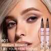 2Pcs Microblading Eyebrow Pen,Eyebrow Contouring Pen,4 Tip Magic Eyebrow Pencil with Brow Brush,Magical Precise Waterproof 3d Eye Brow Pencils Creates Natural Brows Makeup,lapiz de cejas-Medium Brown