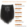 Yacurcur Afro Kinky Curly Clip in Hair Extensions Human Hair 4C Hair Clip in Extensions 8pcs 120g/set 10A Brazilian Virgin Natural Hair Clip Ins for Black Women Natural Black Color 12 Inch